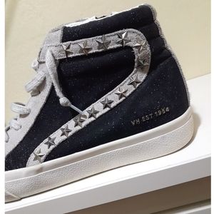 Vintage Havana Black and Gray Star-Studded High-Top Sneakers